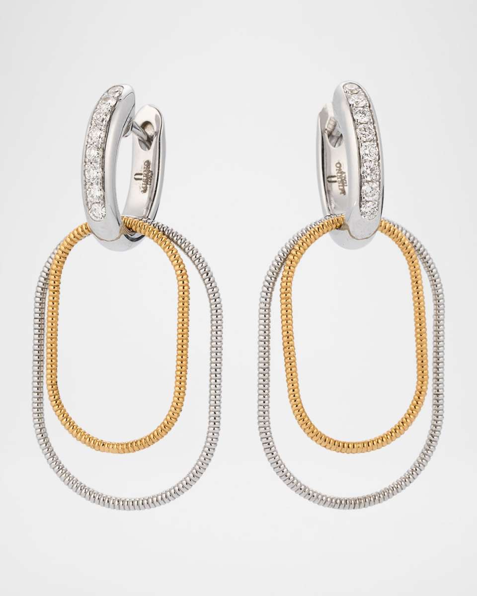 Sabbia D'Oro Earrings in 18K Yellow Gold and White Gold with White Diamonds